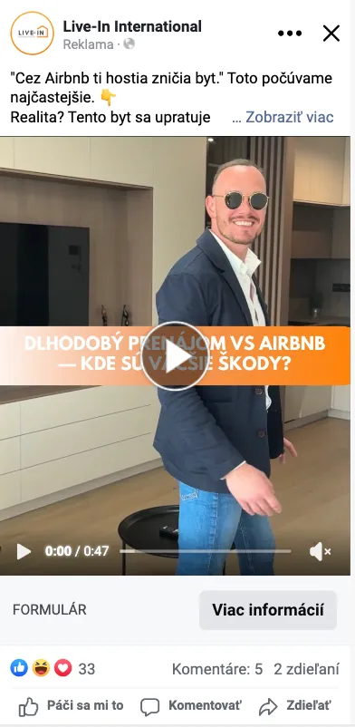Live-IN Airbnb ad